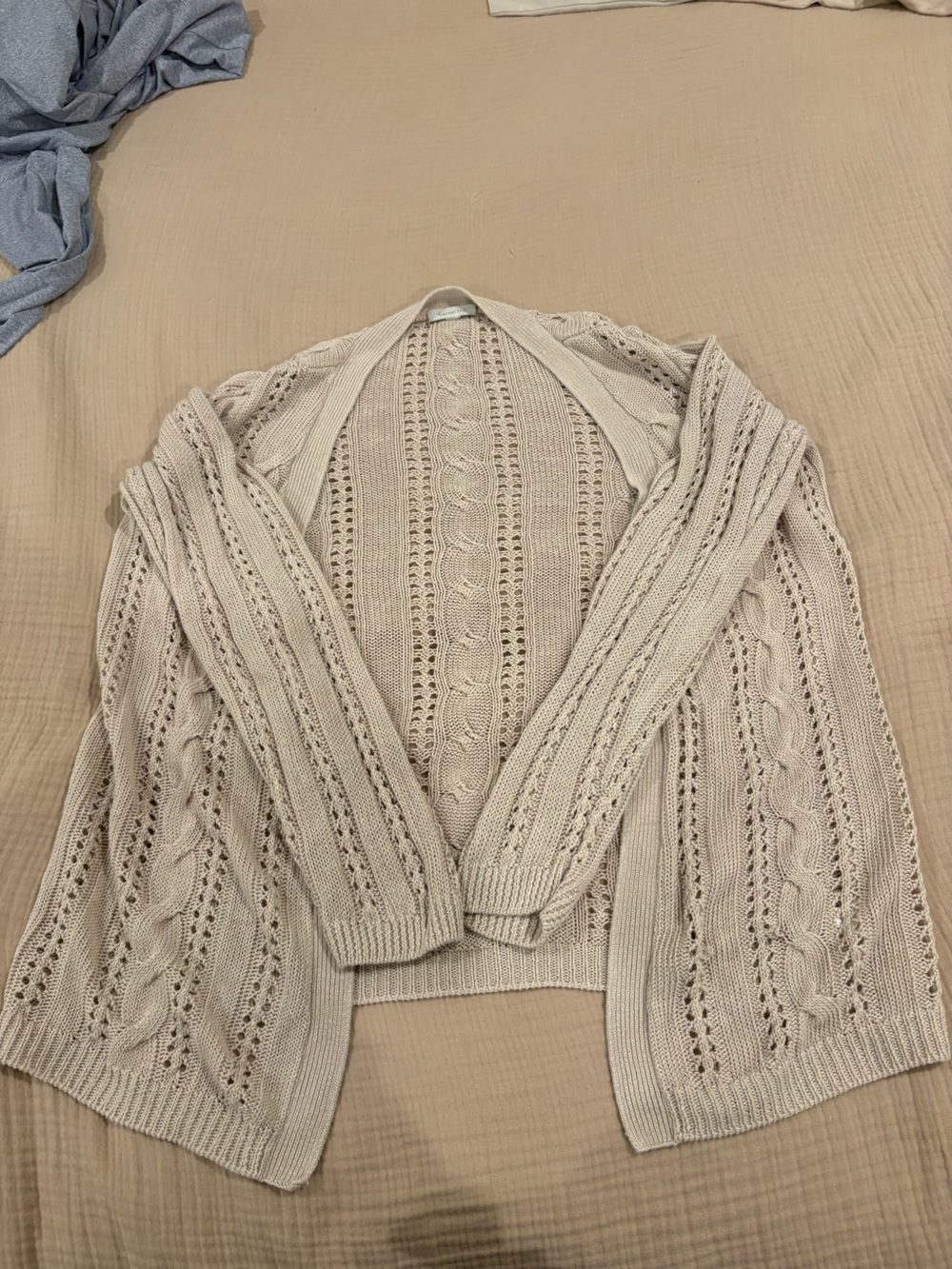 Garnet Hill Open Cardigan Sweater Womens medium beige